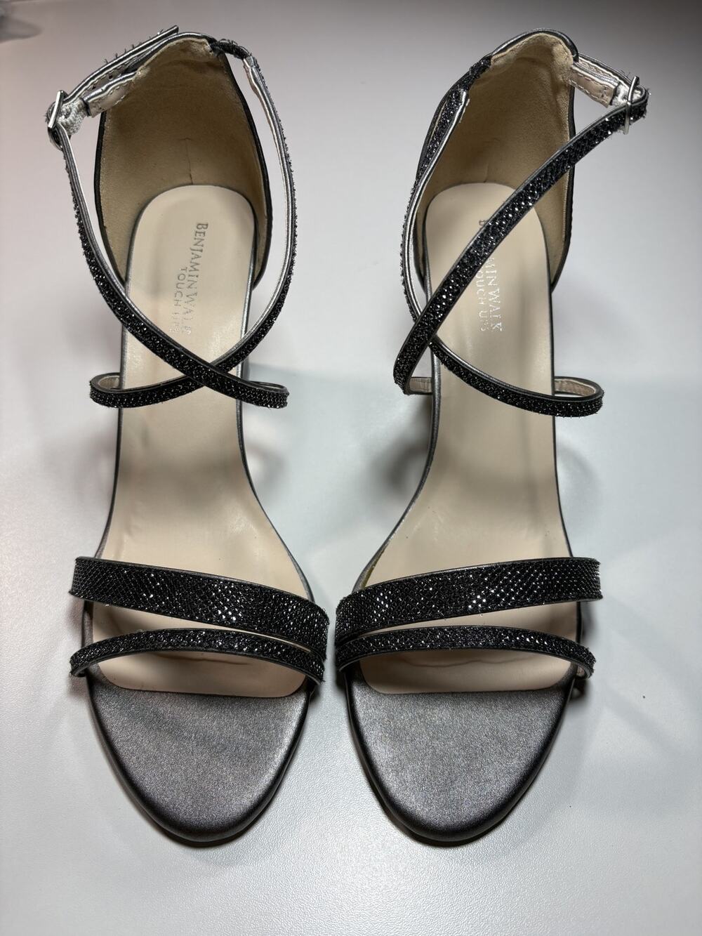 Benjamin Walk Touch Ups Daphne Pewter Black Evening Sandals NIB Women's 10.5M